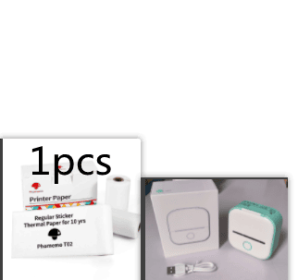 Portable Mini Thermal Label Printer Home Photo Printer Student Wrong Question Printer Bluetooth-compatible Mini Label Printer Price Tag (Option: Green Set1-USB)