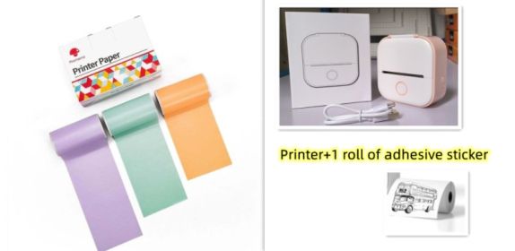 Portable Mini Thermal Label Printer Home Photo Printer Student Wrong Question Printer Bluetooth-compatible Mini Label Printer Price Tag (Option: Set3-USB)