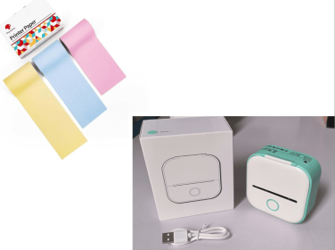 Portable Mini Thermal Label Printer Home Photo Printer Student Wrong Question Printer Bluetooth-compatible Mini Label Printer Price Tag (Option: Green setB-USB)