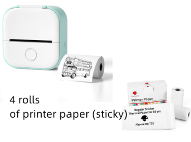 Portable Mini Thermal Label Printer Home Photo Printer Student Wrong Question Printer Bluetooth-compatible Mini Label Printer Price Tag (Option: Green set-USB)