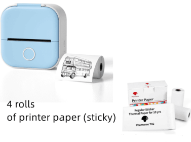 Portable Mini Thermal Label Printer Home Photo Printer Student Wrong Question Printer Bluetooth-compatible Mini Label Printer Price Tag (Option: Blue set-USB)