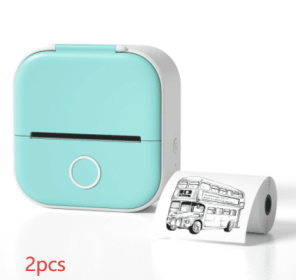 Portable Mini Thermal Label Printer Home Photo Printer Student Wrong Question Printer Bluetooth-compatible Mini Label Printer Price Tag (Option: All green 2pcs-USB)