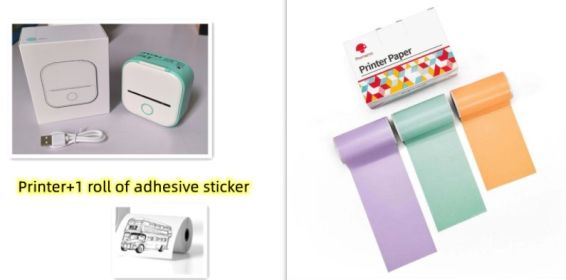 Portable Mini Thermal Label Printer Home Photo Printer Student Wrong Question Printer Bluetooth-compatible Mini Label Printer Price Tag (Option: Set2-USB)