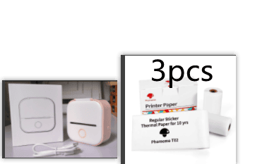 Portable Mini Thermal Label Printer Home Photo Printer Student Wrong Question Printer Bluetooth-compatible Mini Label Printer Price Tag (Option: Pink Set2-USB)