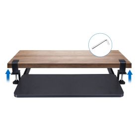 1Pc 25.59x9.64x0.51in Keyboard Mouse Tray Under Desk Retractable Slide Out Drawer Height Adjustable With C Clamp 55LBS Load (Color: Black)